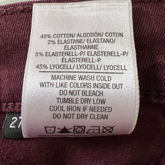 Hudson Womens Krista Super Skinny Jeans Burgundy Red Stretchy Mid Rise size 27 - Picture 11 of 12